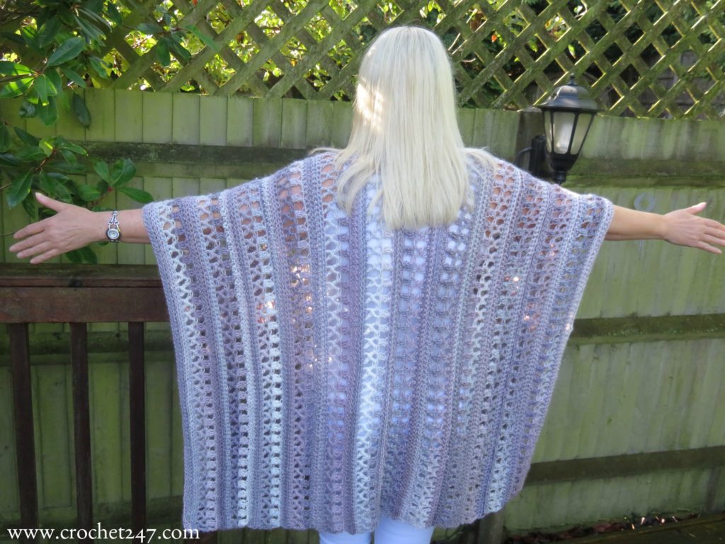 Ocean Kiss Autumn Ruana crochet pattern from Crochet247