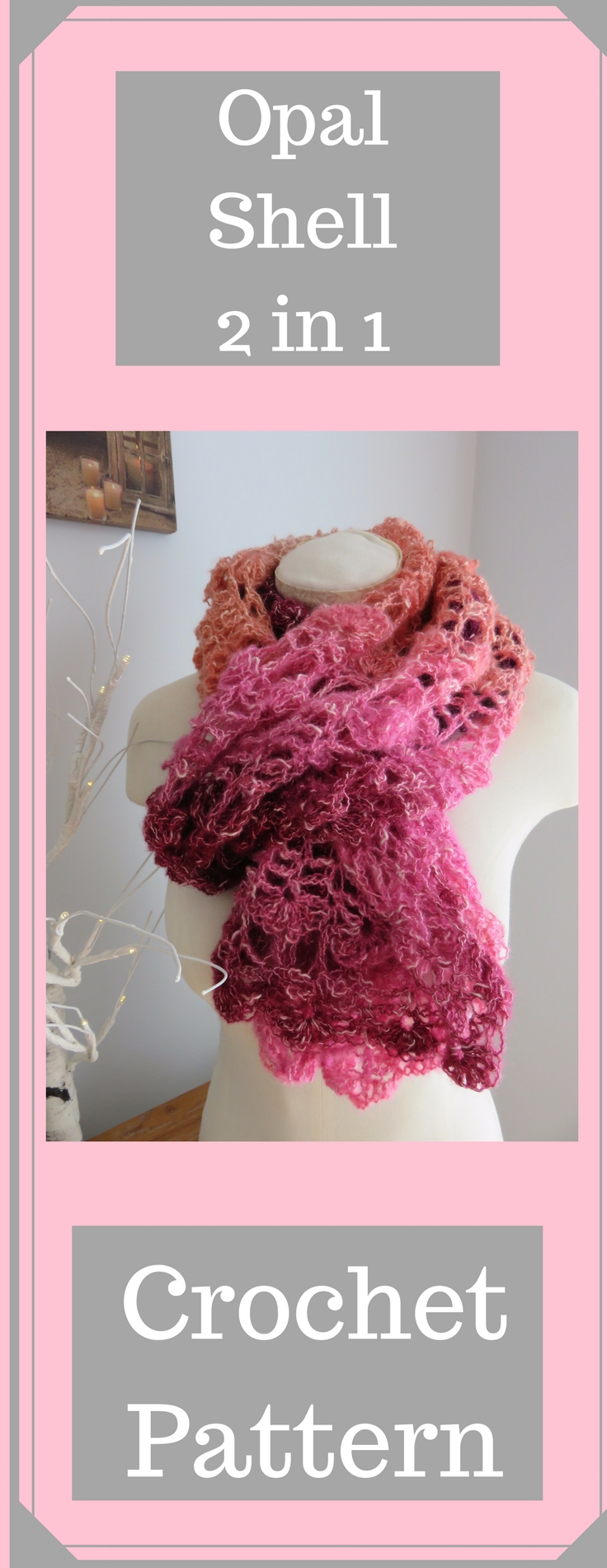 Opal Shell 2 in 1 Crochet Wrap and Scarf from Crochet247