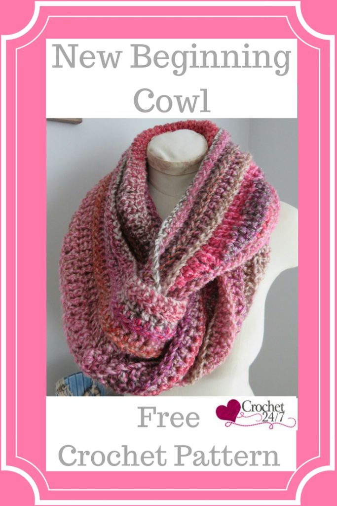 A crochet image of New Beginning Infinity Cowl from Crochet 24/7